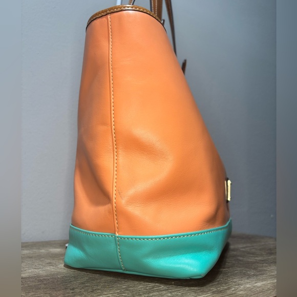 Dooney & Bourke Coral & Aqua Leather Tote - Picture 5 of 16